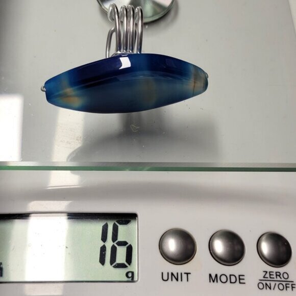 Huge Blue Agate Ring Adjustable Band Handmade Semi Precious Ring Oval Agate Ring - Picture 9 of 10